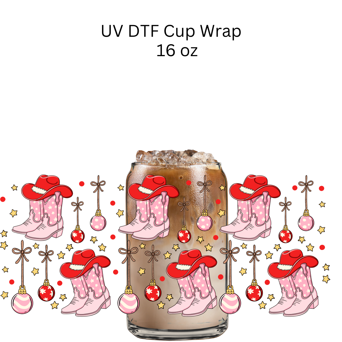 Cowboy Christmas UV DTF Cup Wrap
