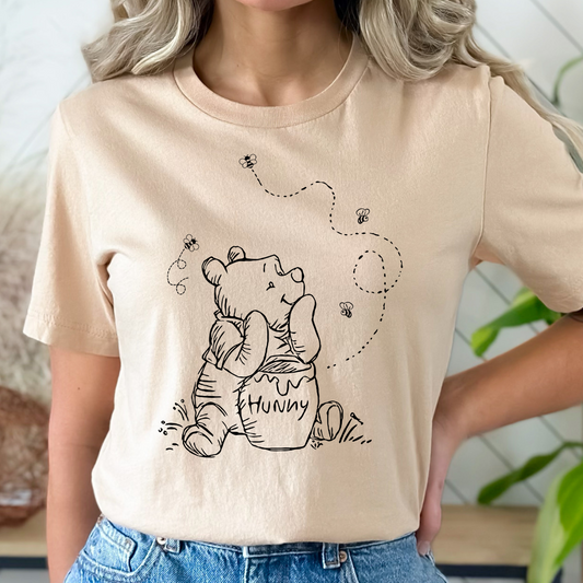 Bear Thin Line Single Color DTF Transfer