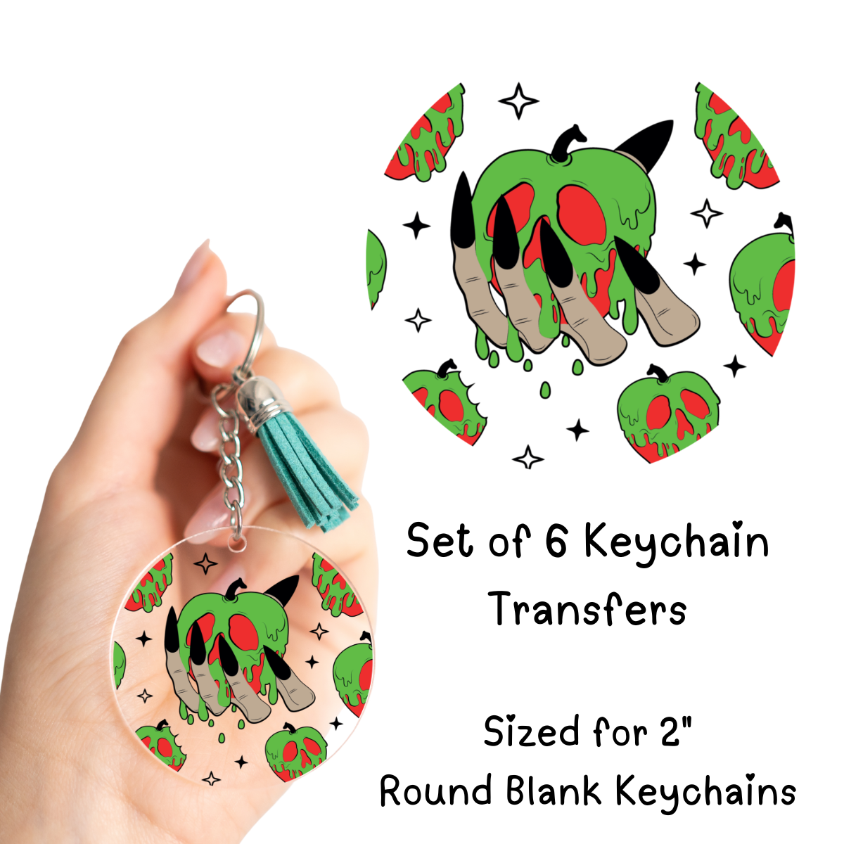Poisoned Apple Round Keychain Transfer Set of 6