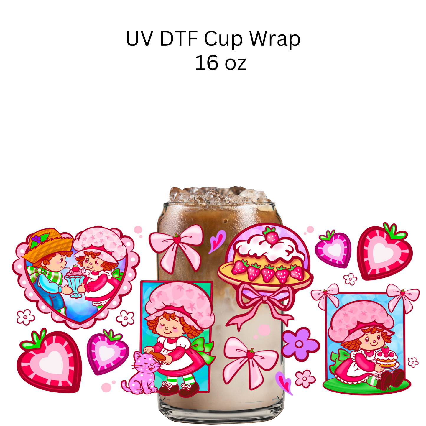 Strawberry and Friend Hearts DTF Cup Wrap