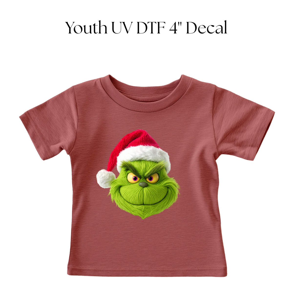 YOUTH Green Monster Face Santa Hat DTF Transfer