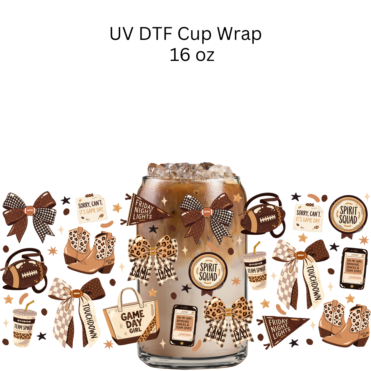 Leopard Game Day Girl UV DTF Cup Wrap