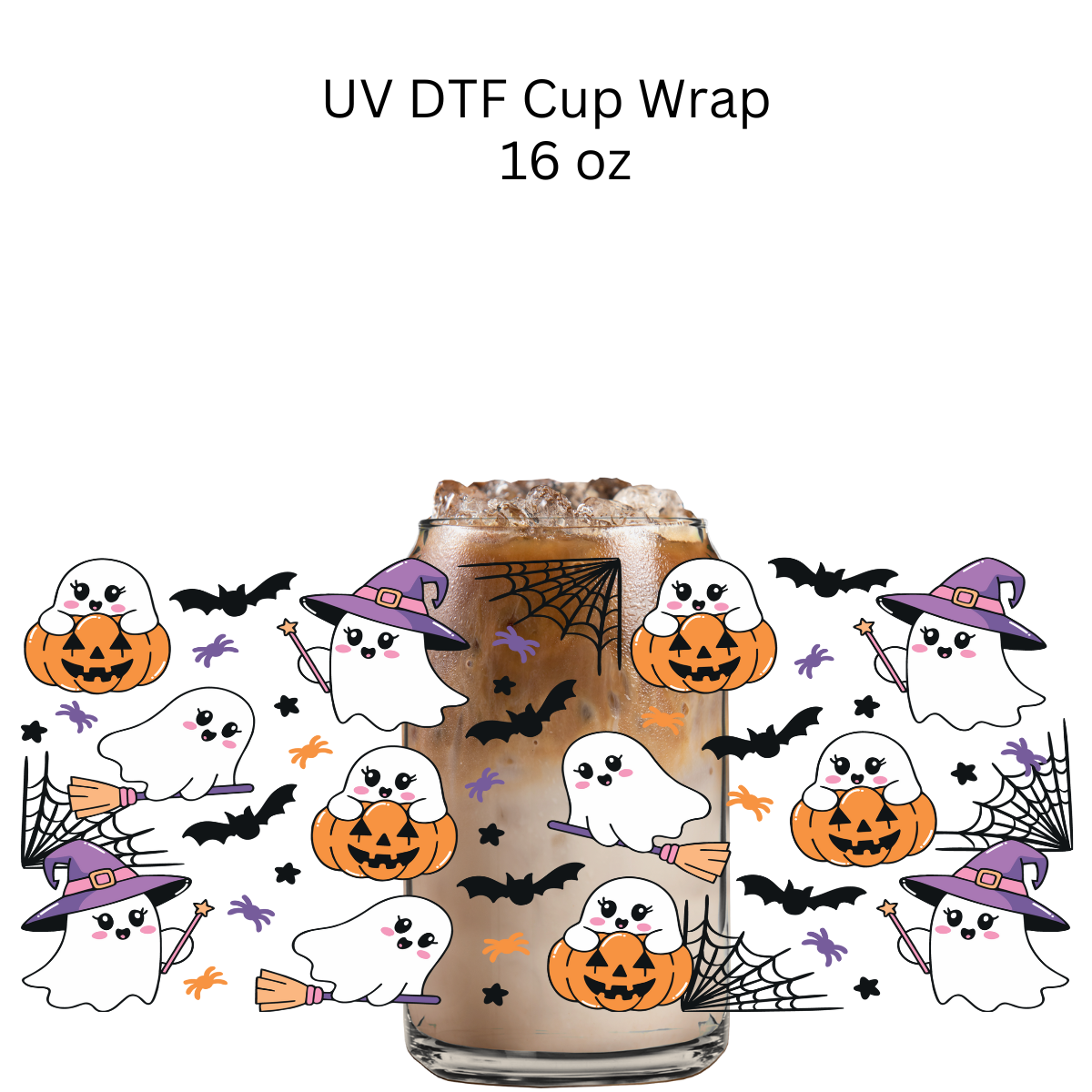 Witch Ghost and Spiderwebs UV DTF Wrap