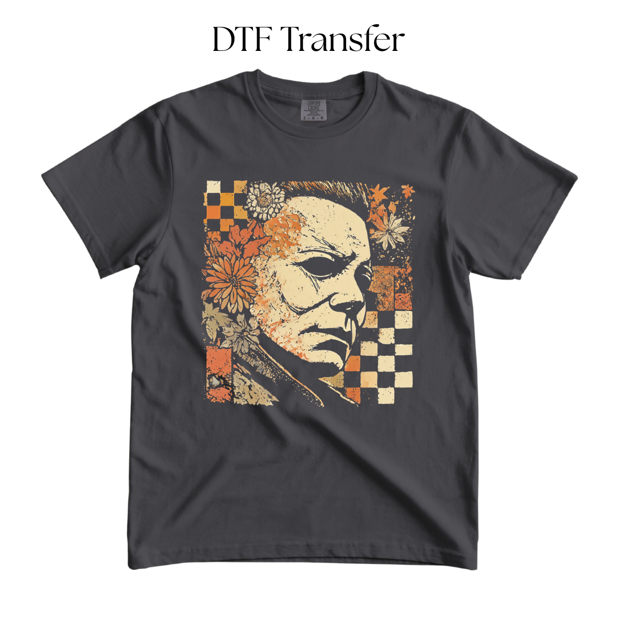 Floral Michael Press on Black DTF Transfer