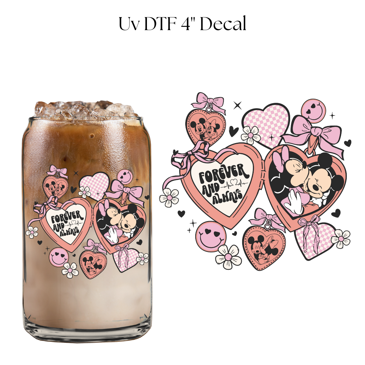 Mouse Forever and Always Valentines 4” UV DTF Decal