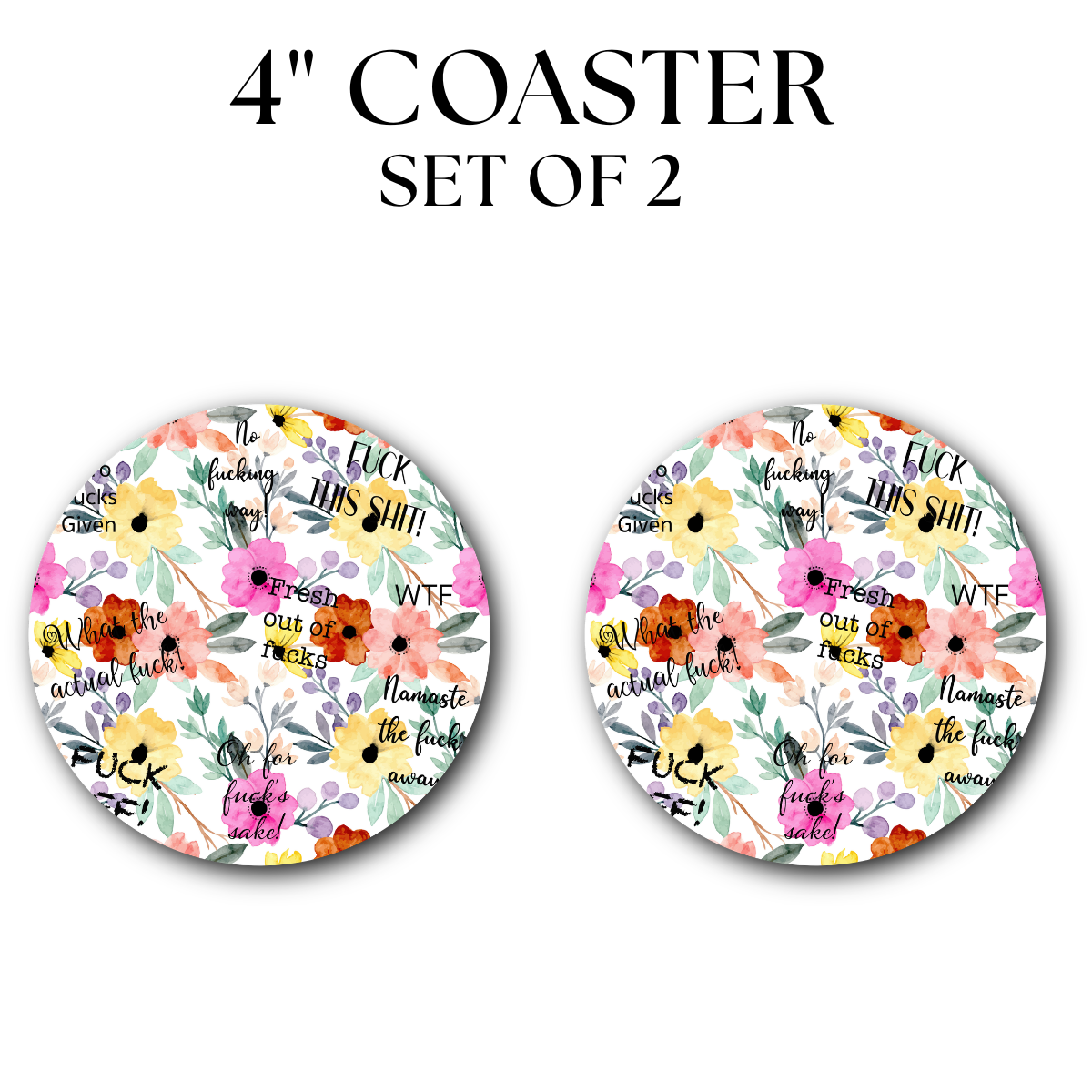 Adult Words UV DTF Coaster 4"