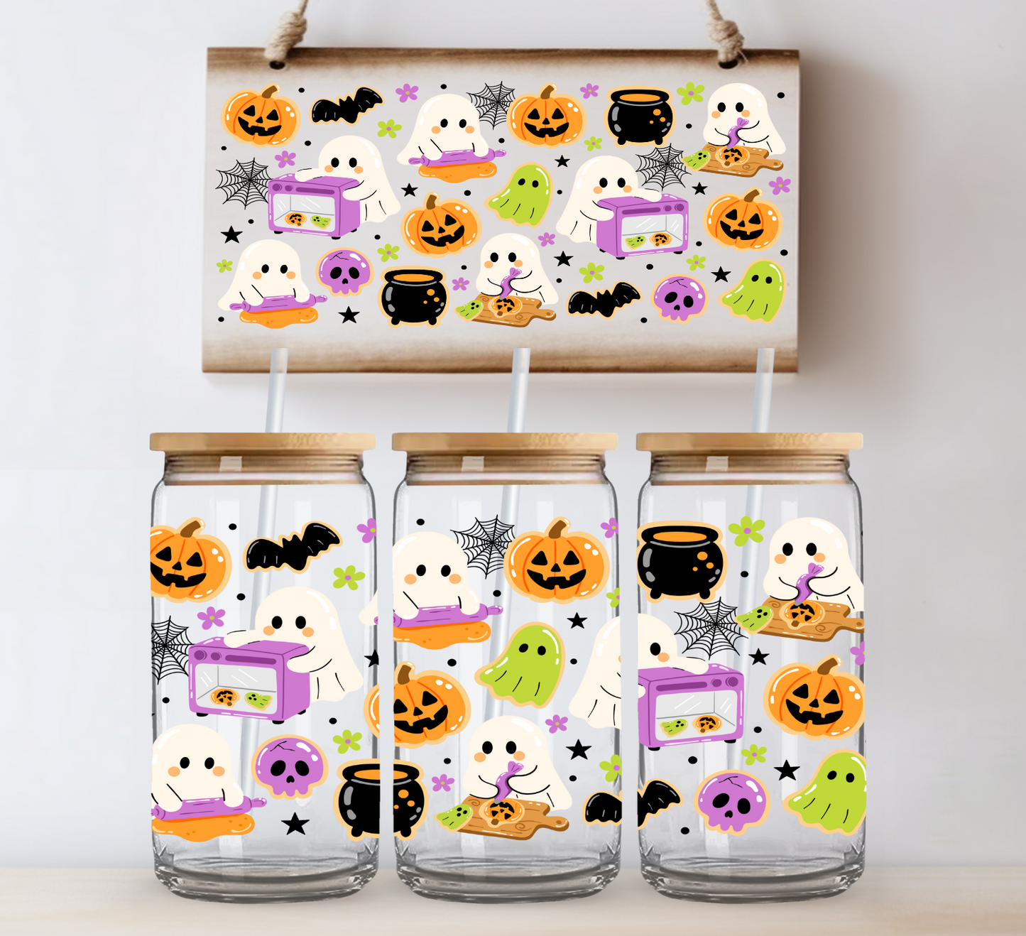 Ghost making Cookies UV DTF Cup Wrap