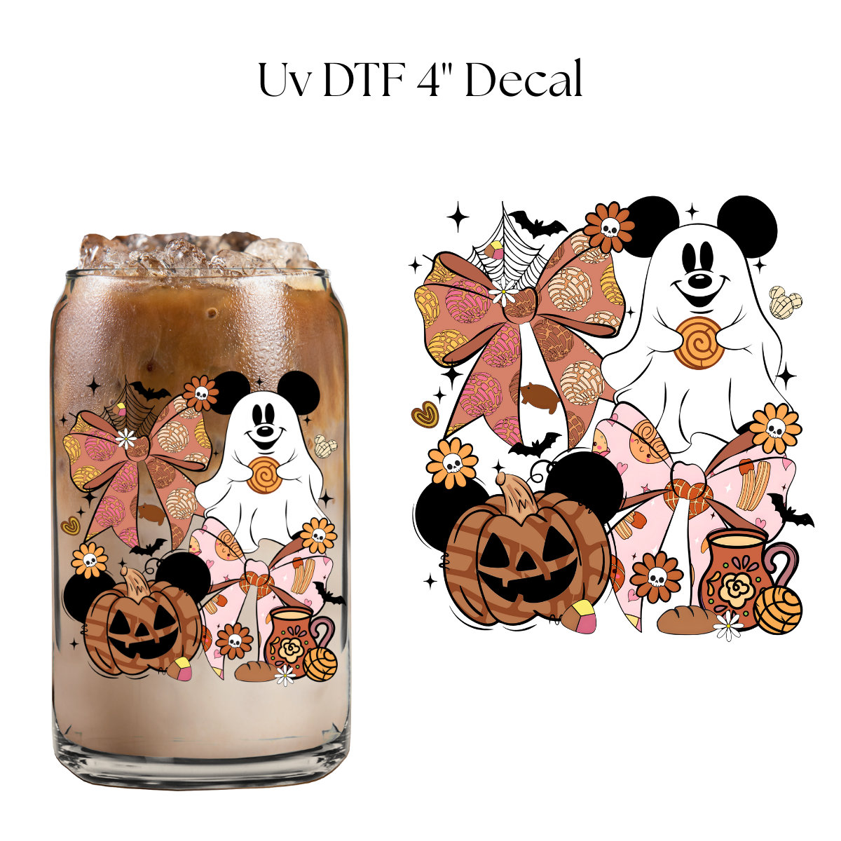 Ghost Mouse Bows Pan Dulce 4” UV DTF Decal