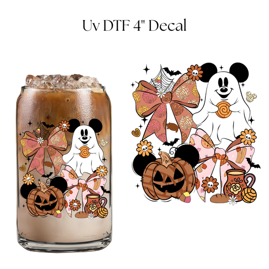 Ghost Mouse Bows Pan Dulce 4” UV DTF Decal