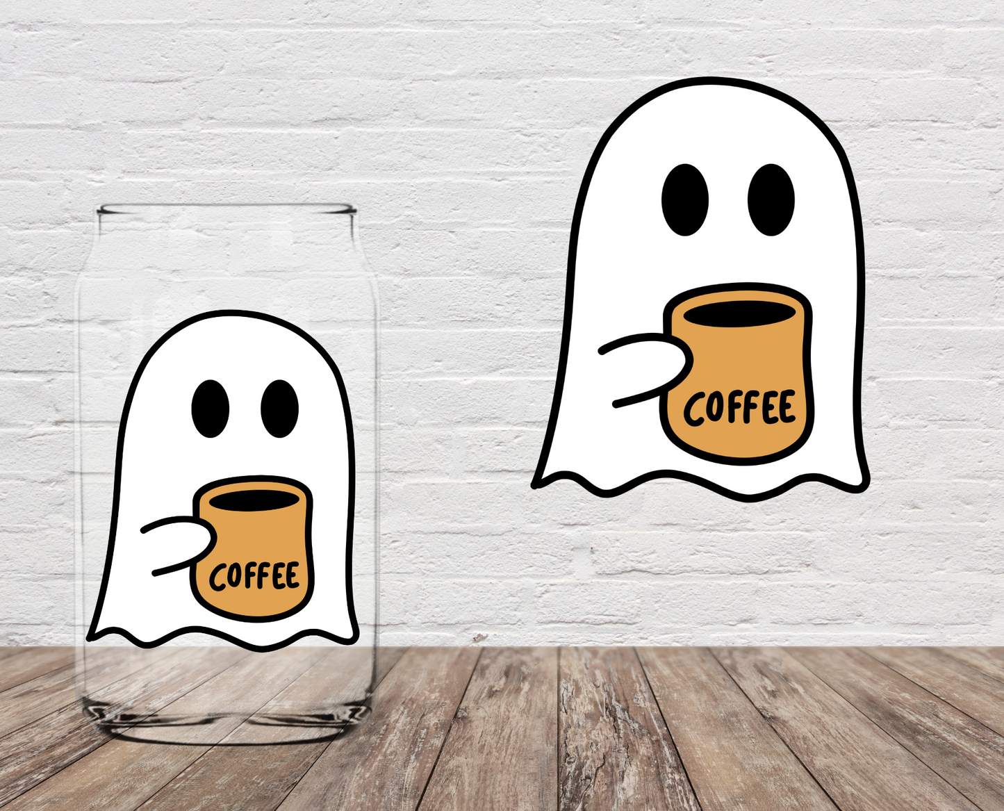 Ghost Holding Coffee SEASONAL 4" UV DTF