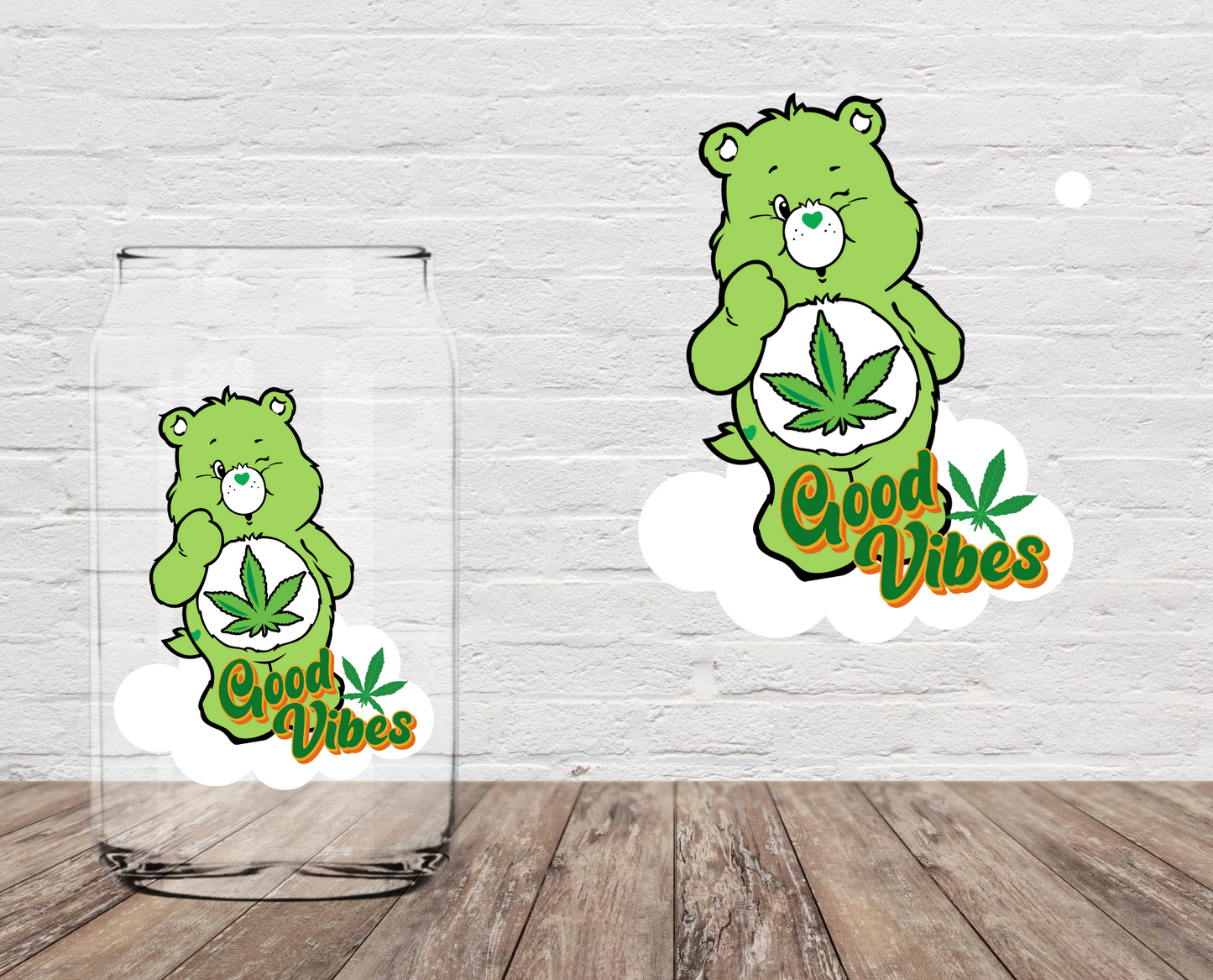 Good Vibes Green Bear 4" UV DTF