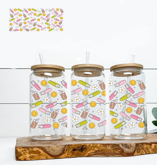 Books Happy Face & Coffee UV DTF WRAP DOUBLE SIDED