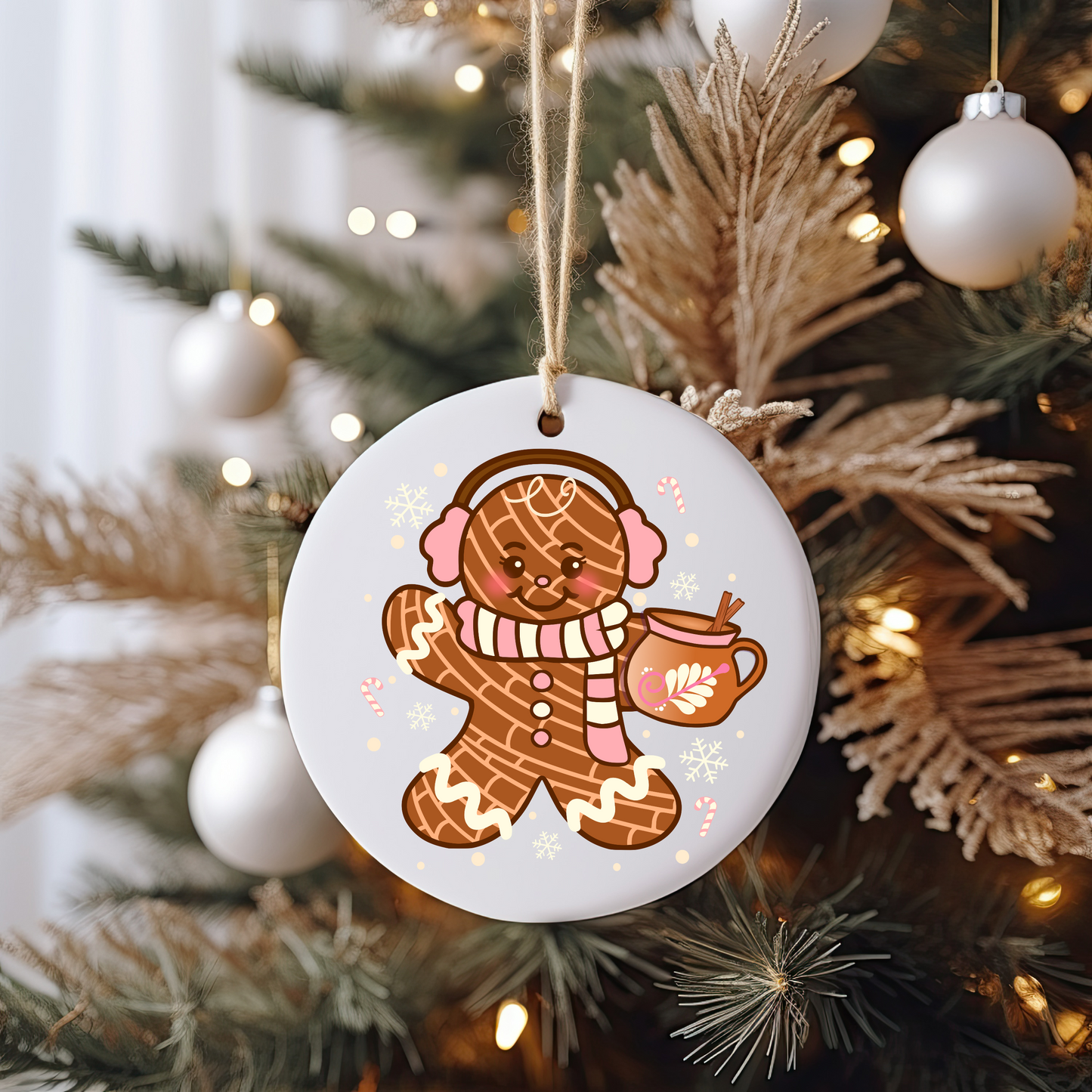 GOOD Snowing Gingerbread Ornament Size UV DTF DOUBLE SIDED