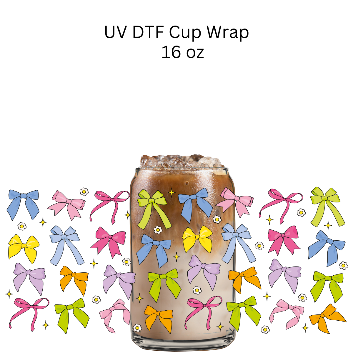 Colorful Bows UV DTF Cup Wrap