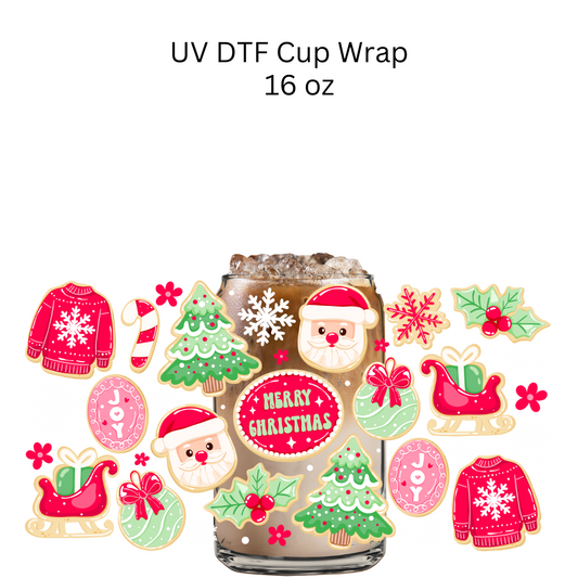 Merry Christmas Cookies UV DTF Cup Wrap