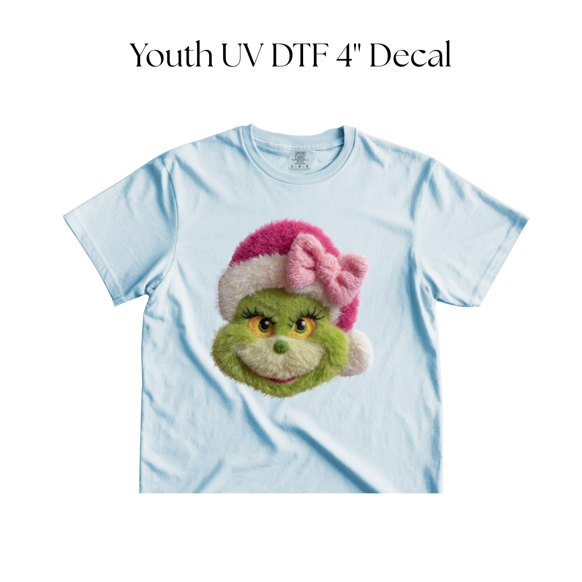 YOUTH Girl Green Monster Face Faux DTF Transfer