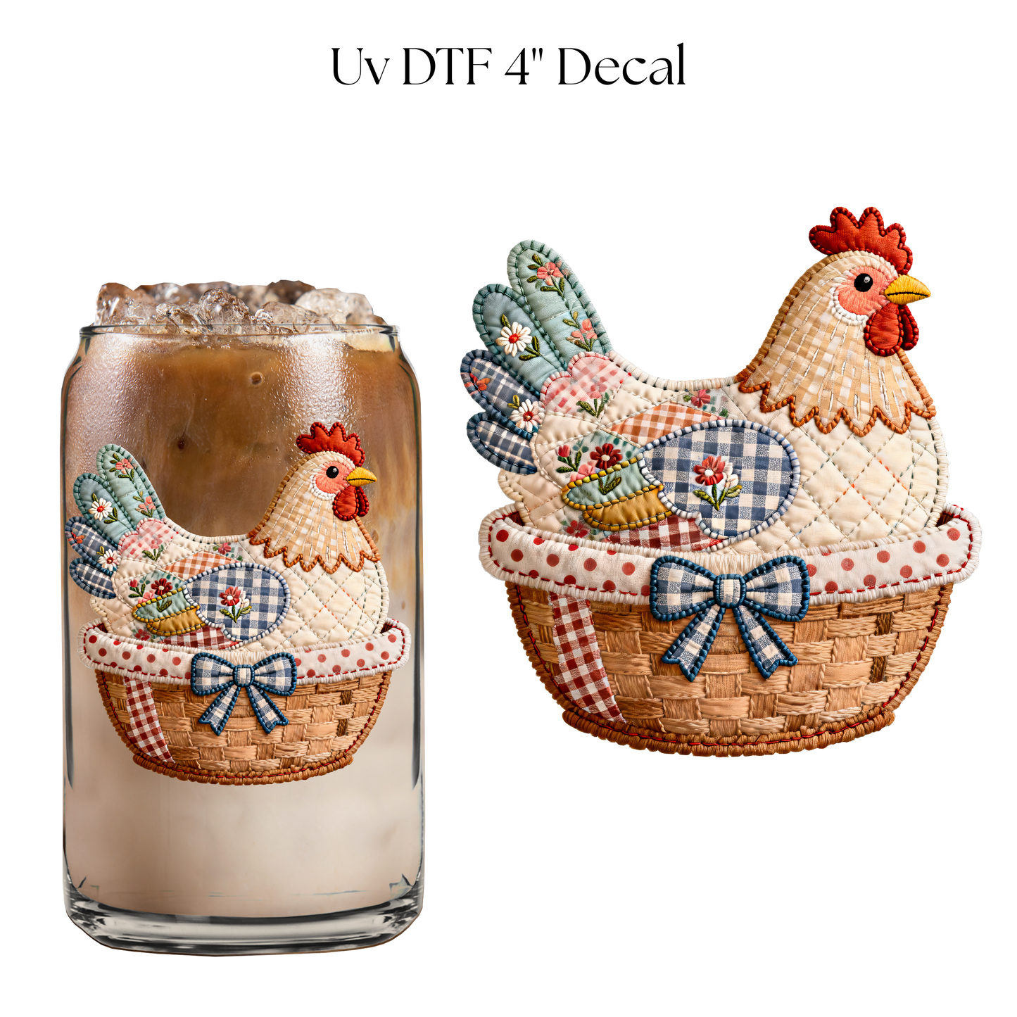 Quilted Chicken 4” UV DTF Cup Decal