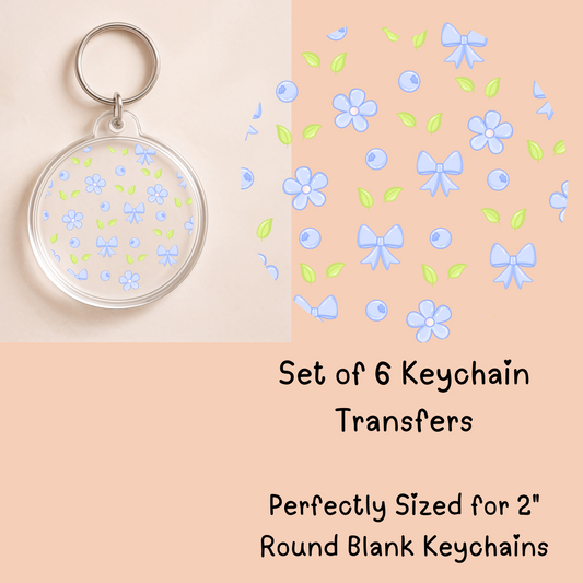 Blueberries and Bows Round Keychain Transfer (SET of 6)