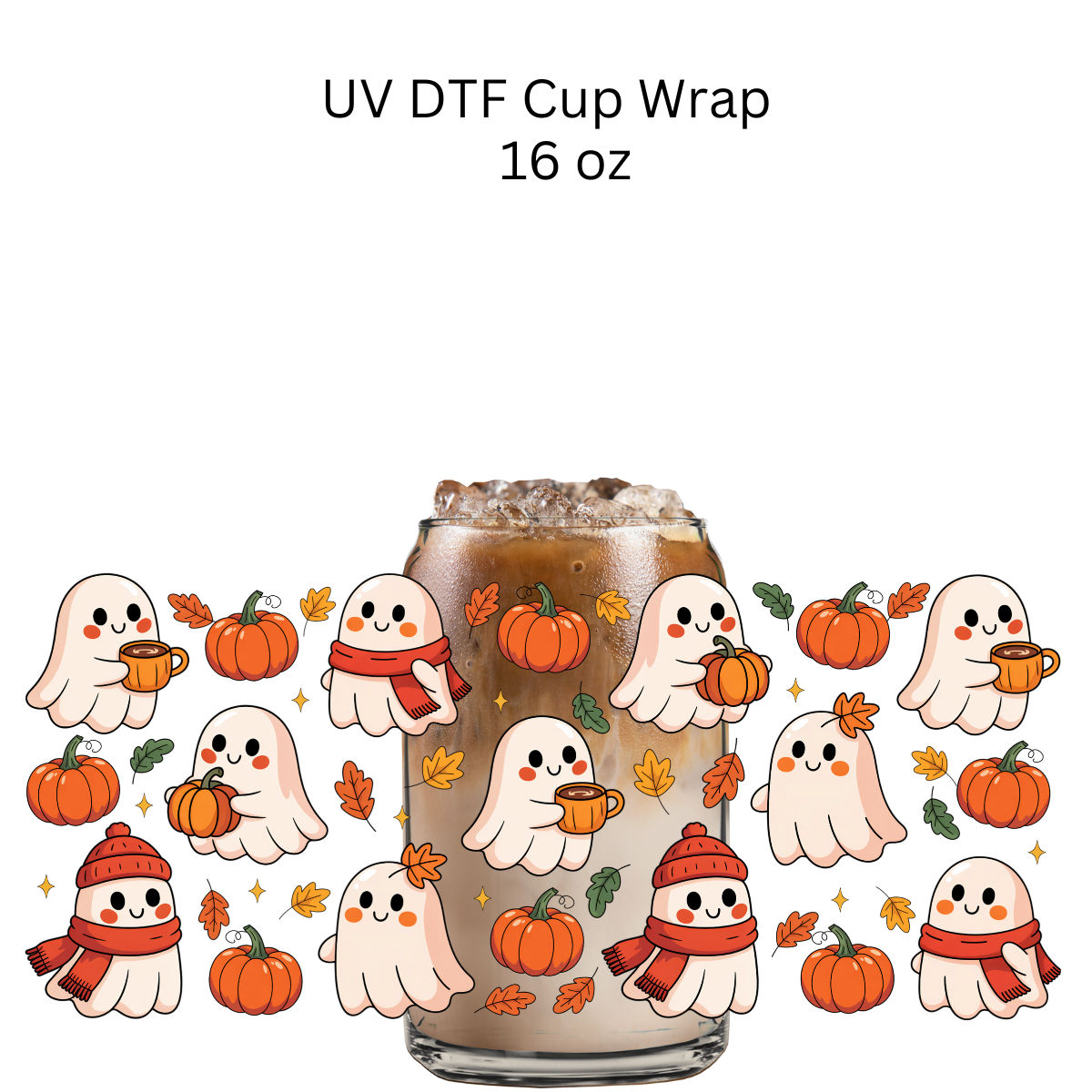 Fall Ghost Pumpkins UV DTF Wrap