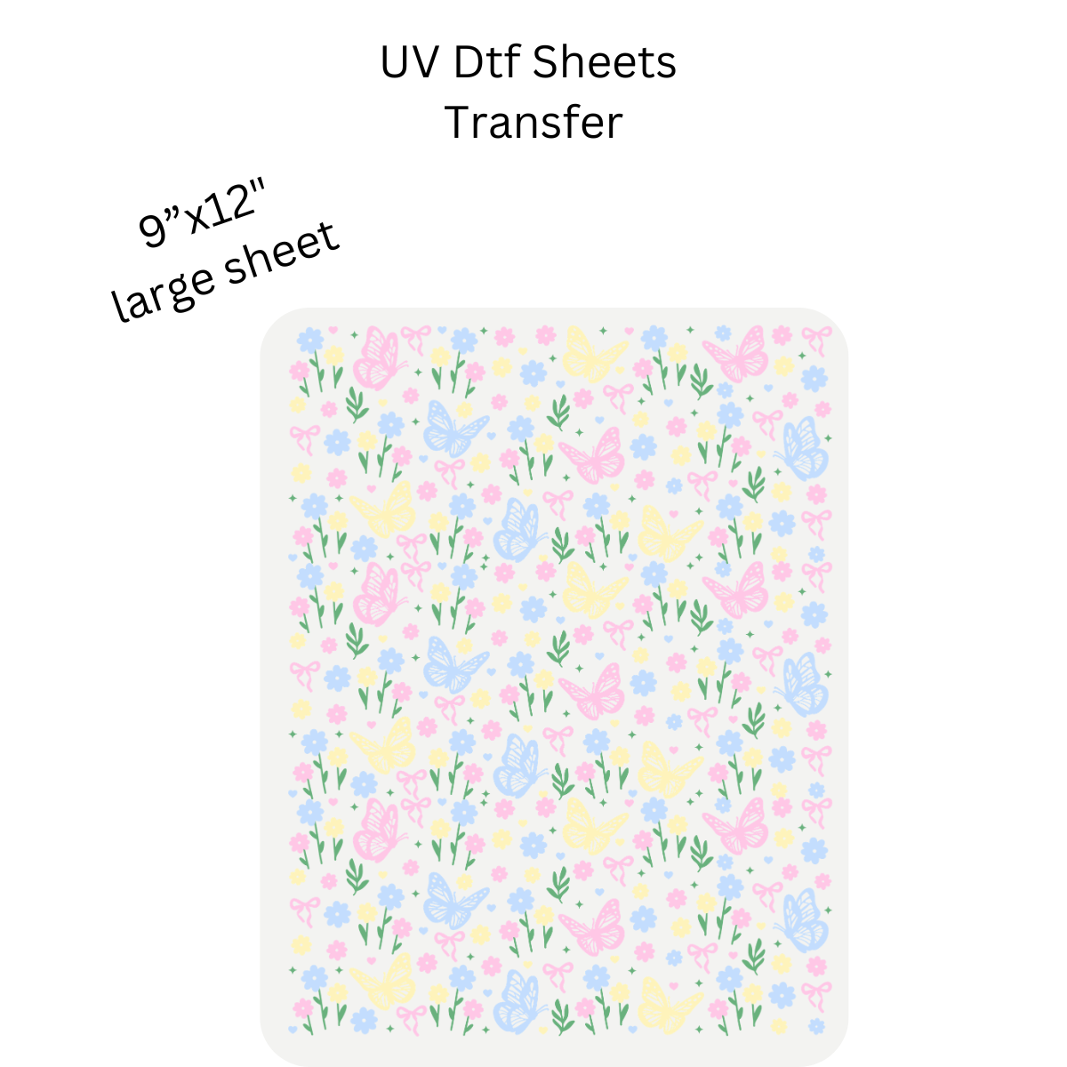 Pastel Butterflies and Flowers UV DTF SHEET