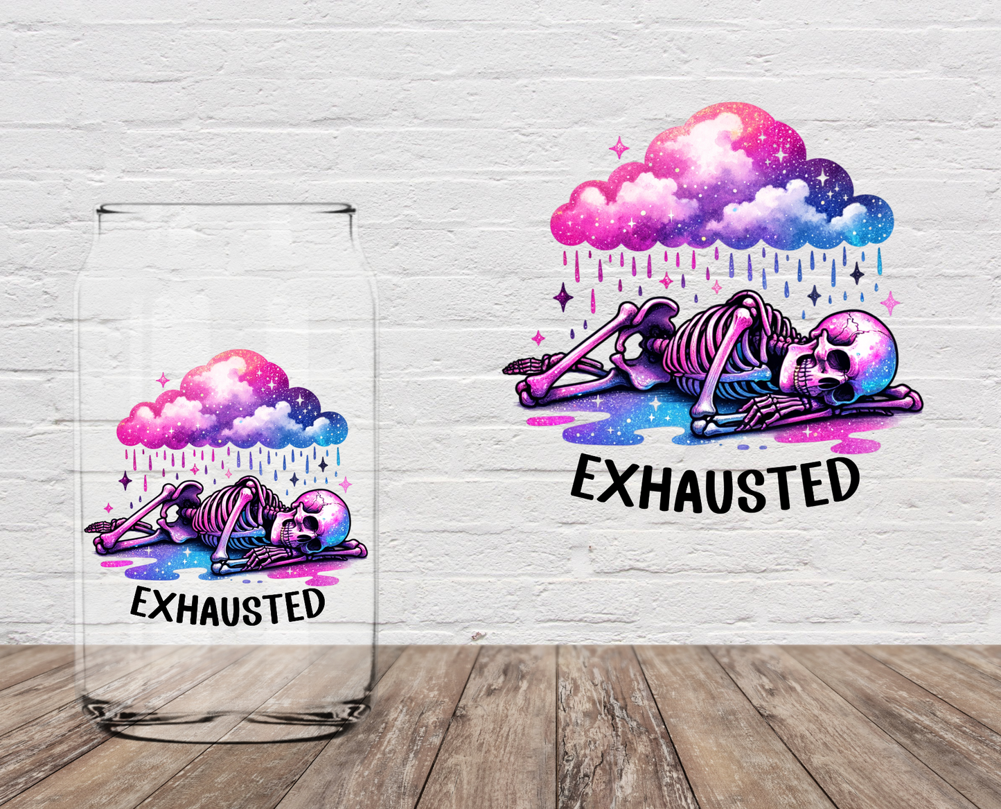 Exhausted Skeleton LAST CHANCE 4" UV DTF