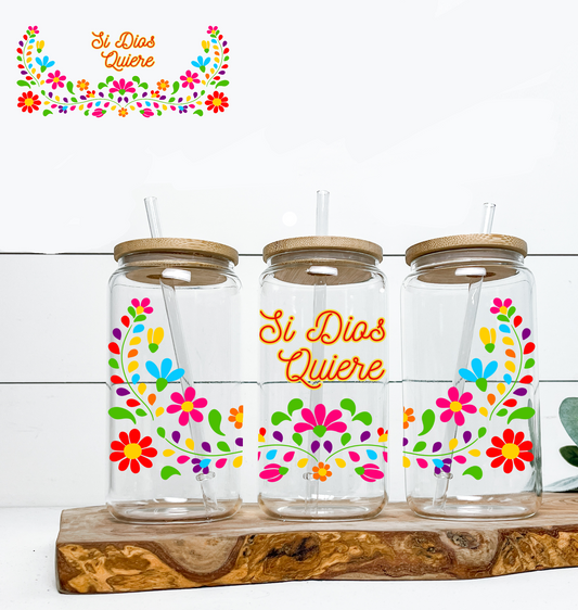 Si Dios Quiere Floral UV DTF DOUBLE SIDED