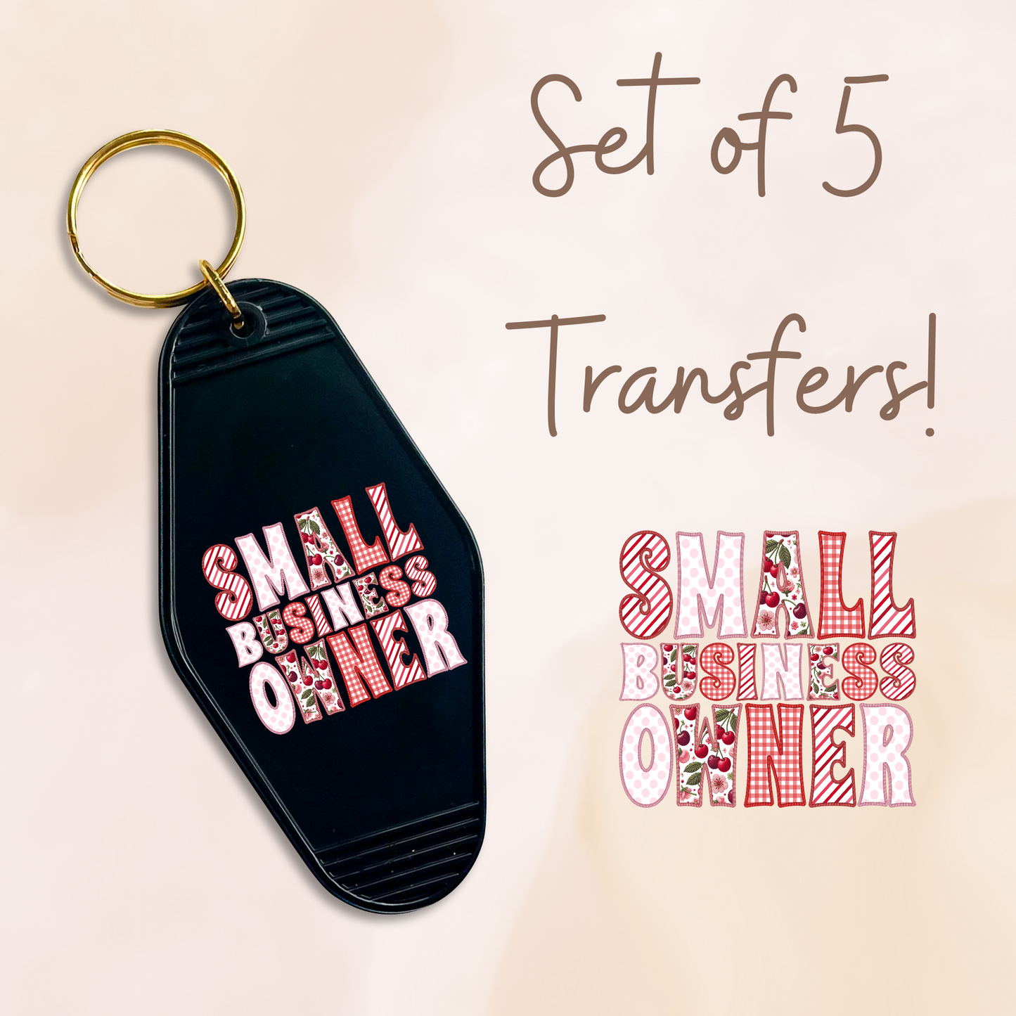 Small Business Owner Cherries MOTEL KEYCHAIN Transfer