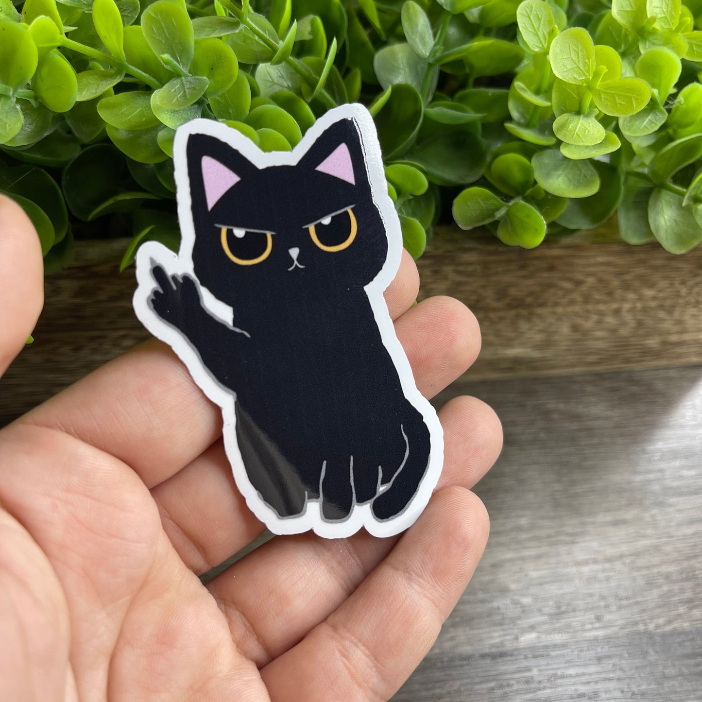 Middle Finger Black Cat Vinyl Sticker