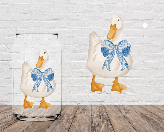 Duck With Blue Bow 4" UV DTF