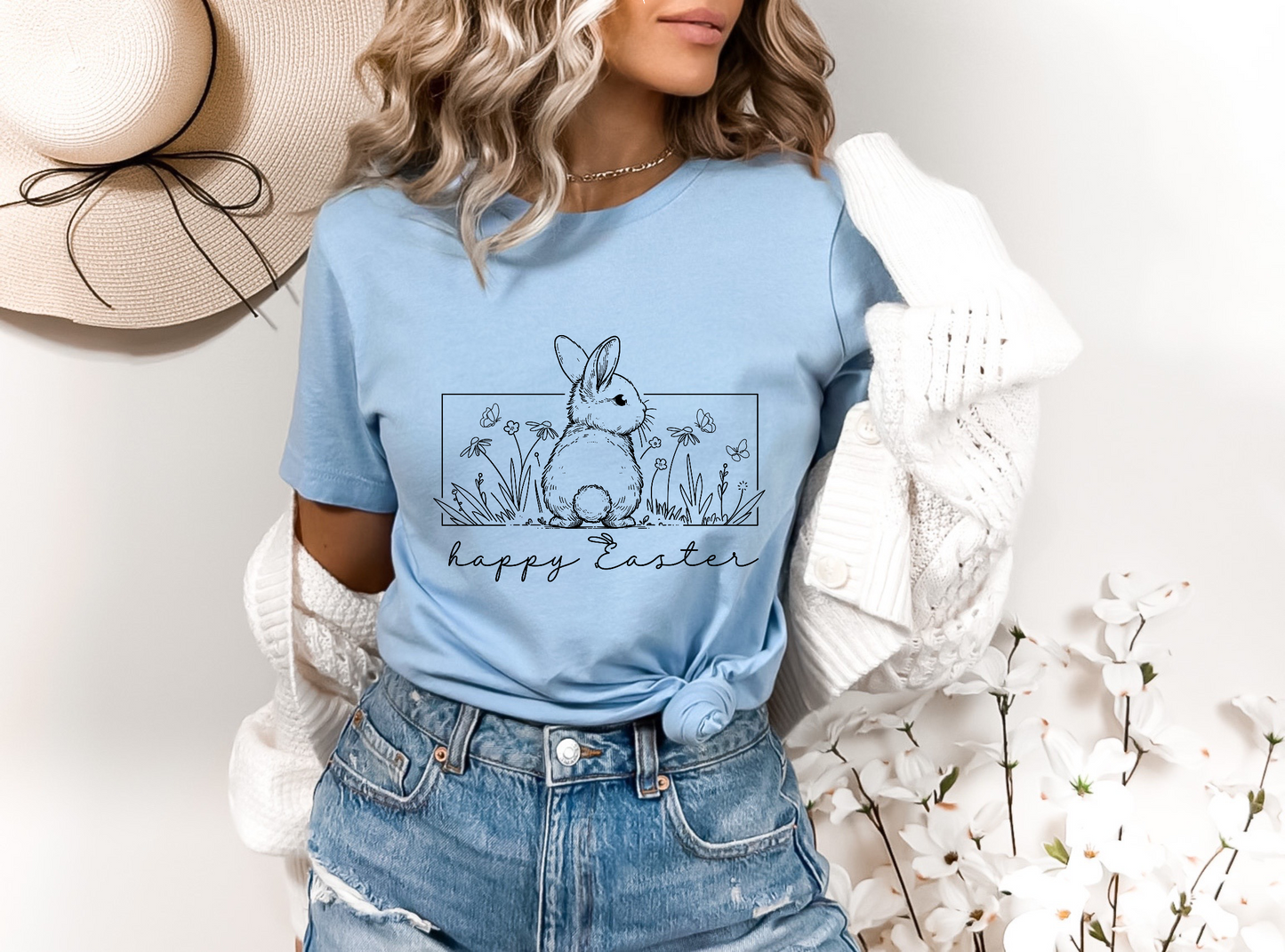 Happy Easter Bunny (BLACK) SINGLE COLOR DTF TRANSFER