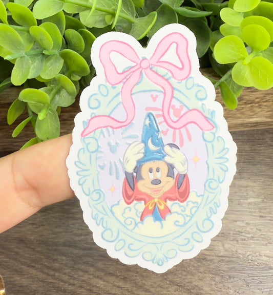 Magical Mouse In Frame Textured White Vinyl Sticker