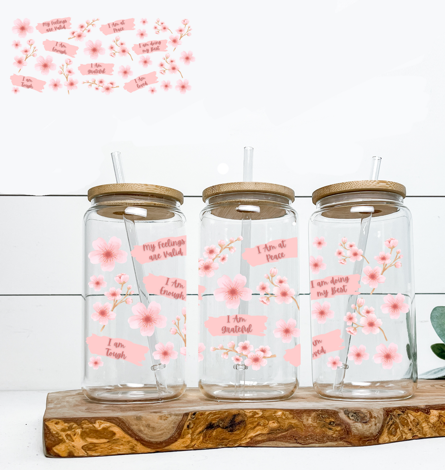 Cherry Blossom Affirmations UV DTF DOUBLE SIDED