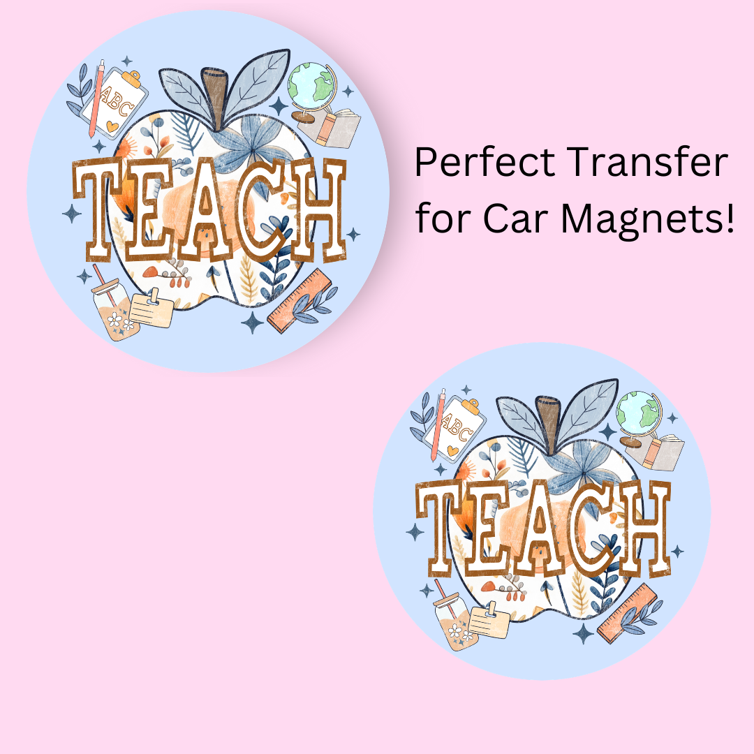 Teach Apple 4.5" UV DTF (perfect for car magnets)