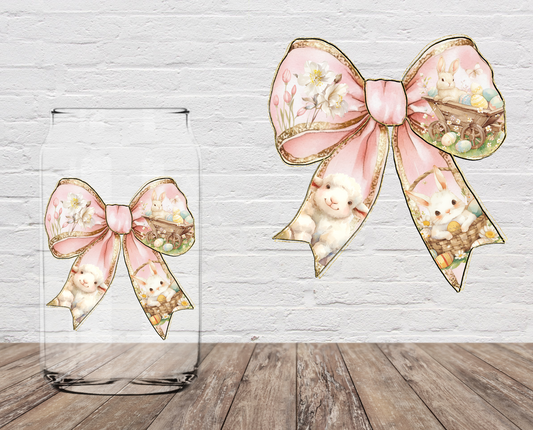 Pastel Pink Bow Sheep & Bunny 4" UV DTF