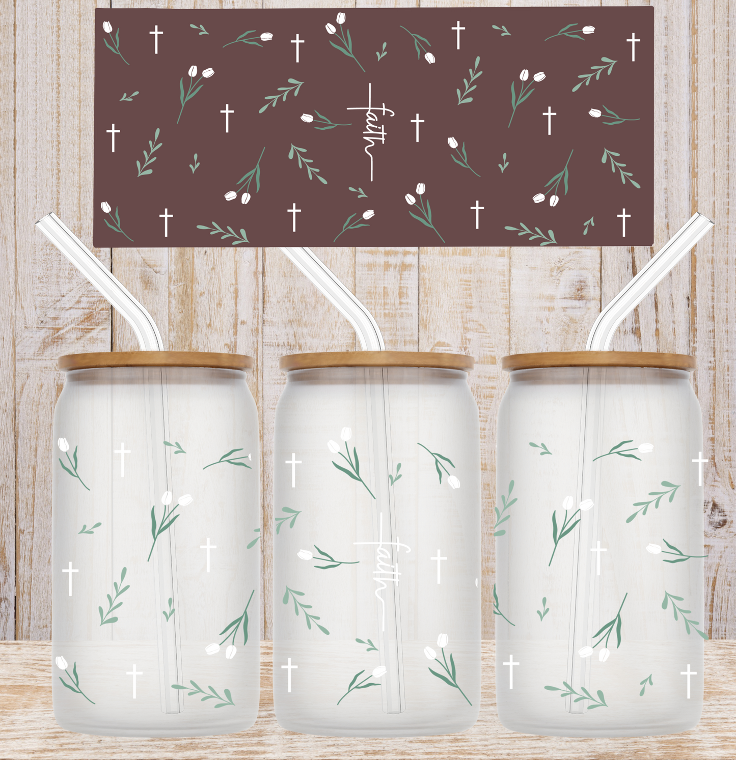 Faith White Cross UV DTF DOUBLE SIDED