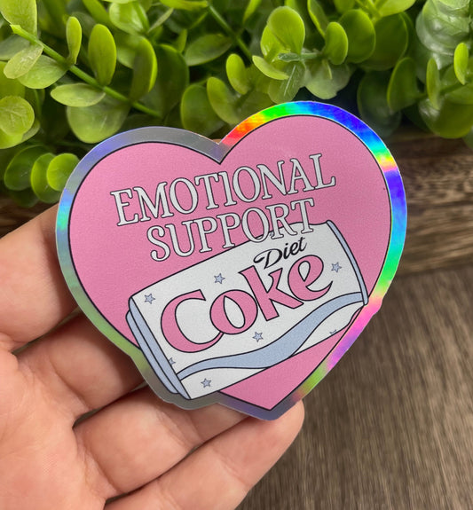 Emotional Support Soda Holographic Vinyl Sticker 3"