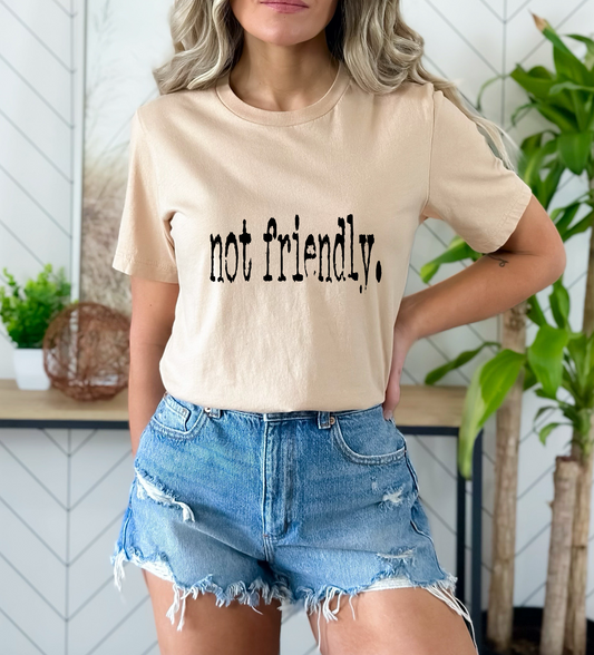 Not Friendly. (BLACK) SINGLE COLOR DTF TRANSFER