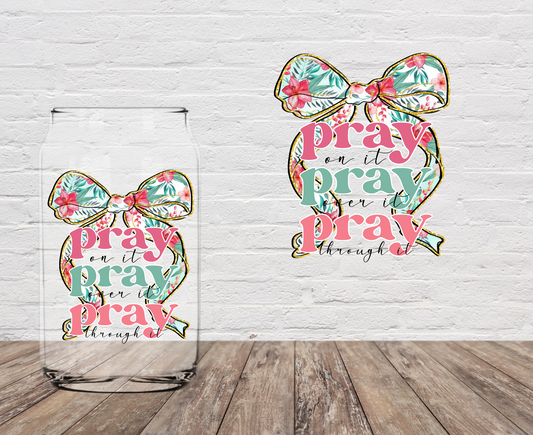 Pray Pink Bow 4" UV DTF