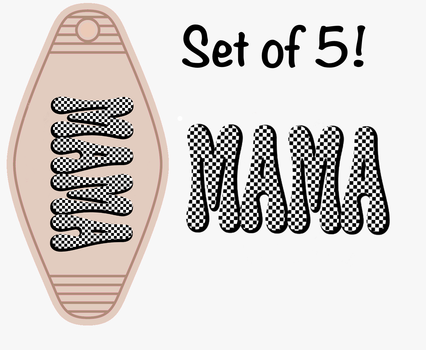 Black Checkered Mama (MOTEL KEYCHAIN)
