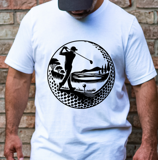 Golfing Dude Black SINGLE COLOR DTF TRANSFER