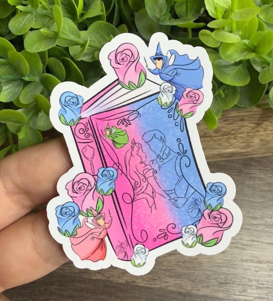 Aurora Floral Book White Vinyl Sticker