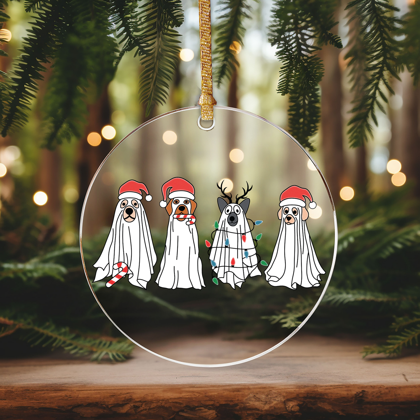 GOOD Dog Ghosts Ornament Size UV DTF Single Sided