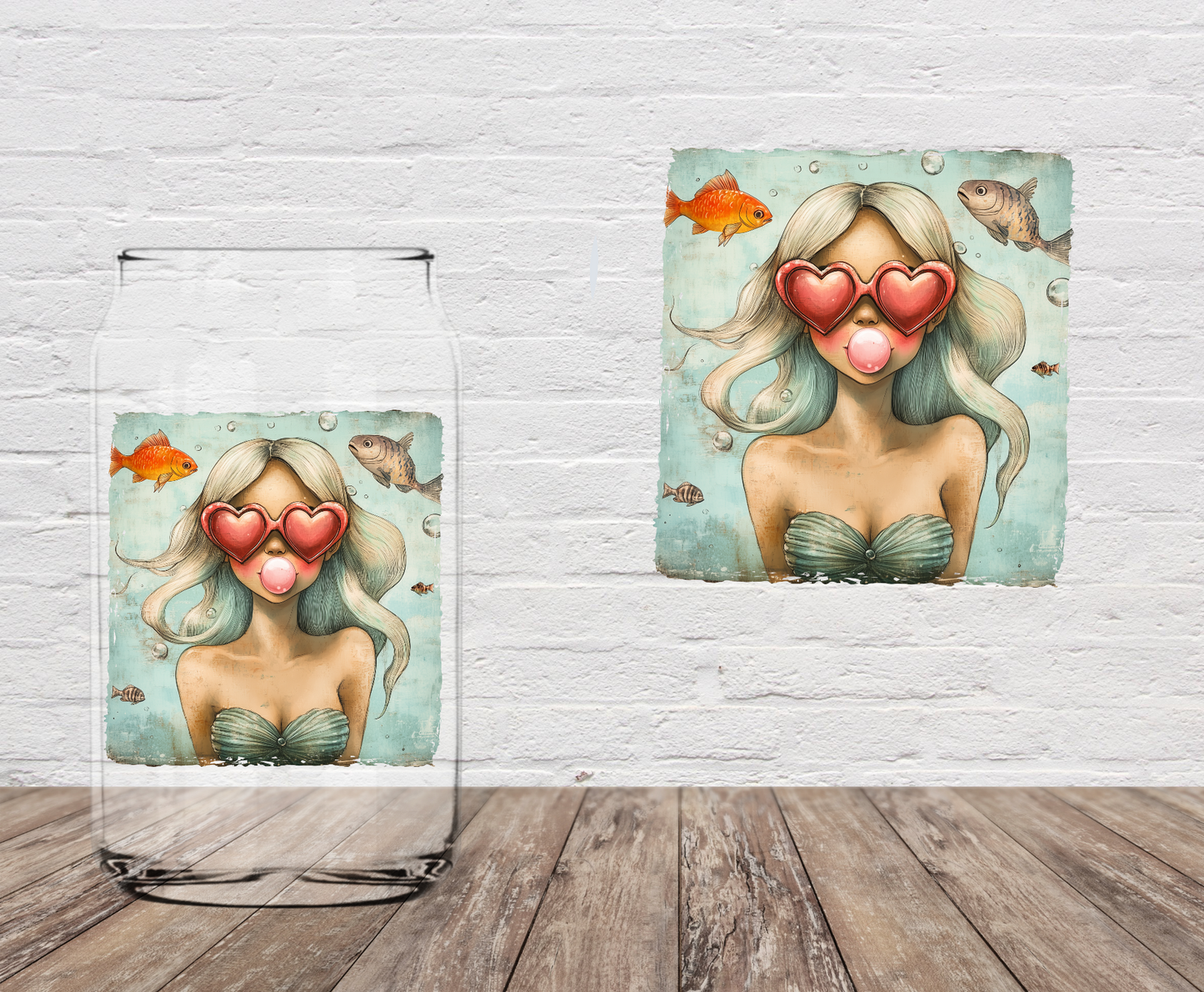 Mermaid Blowing Bubble Gum 4" UV DTF