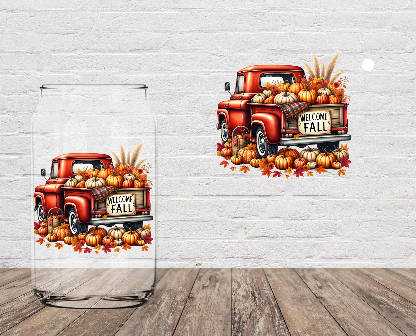 GOOD Welcome Fall Orange Truck 4" UV DTF
