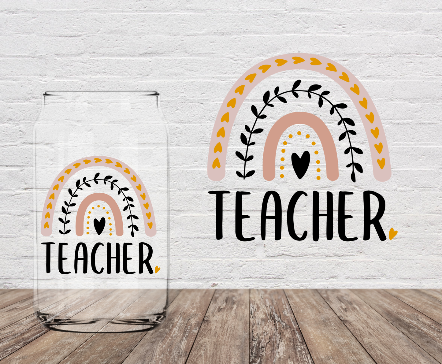 Teacher Tan Rainbow 4" UV DTF