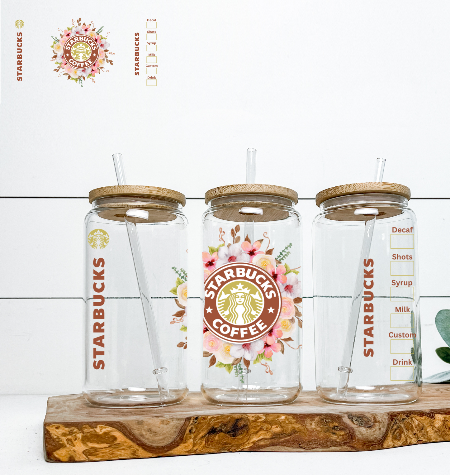 Pastel Floral Coffee UV DTF