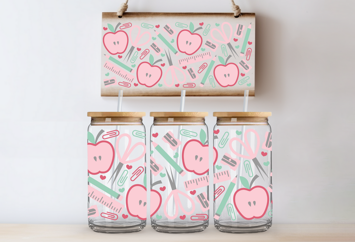 Teacher Apples UV DTF Wrap DOUBLE SIDED