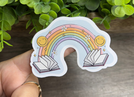 Rainbow Books Textured White Vinyl Sticker