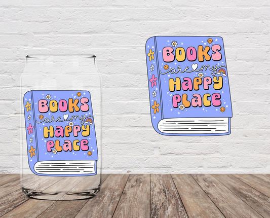 Books Are My Happy Place (Blue Book) 4" UV DTF LAST CHANCE