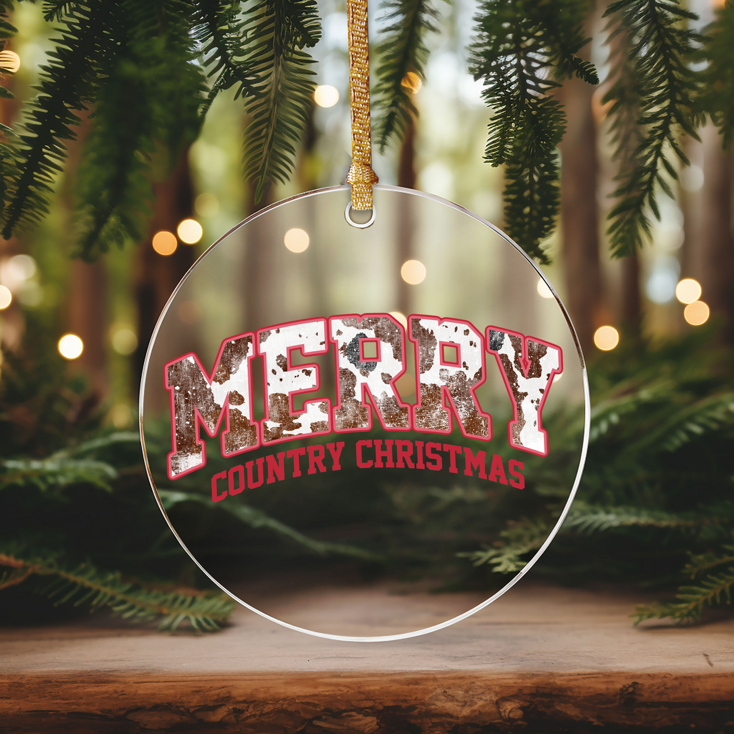 GOOD Merry Country Christmas Ornament Size UV DTF SINGLE SIDED